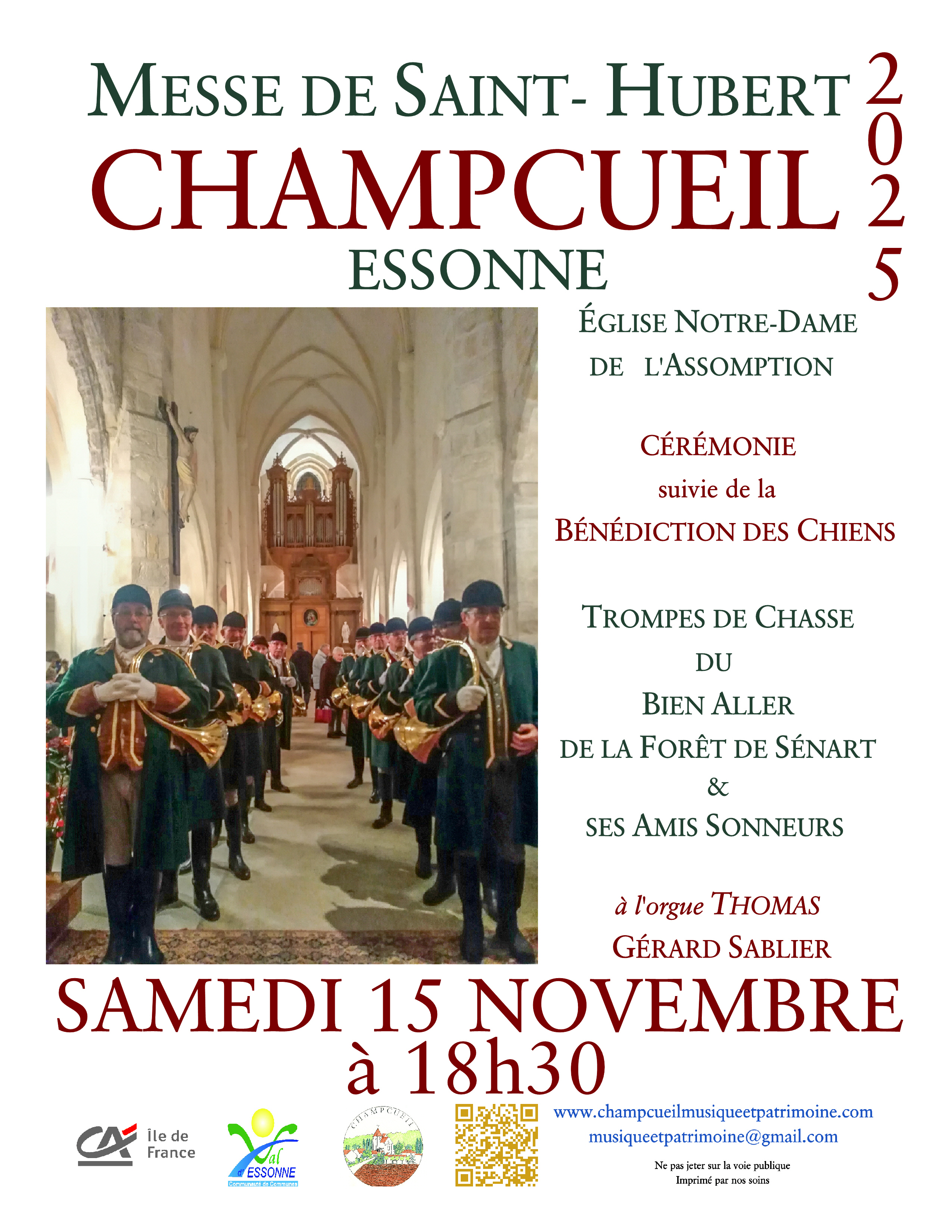Messe de St Hubert à Champcueil samedi 15 novembre 2025 à 18h30